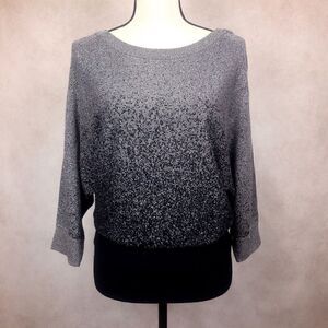 Alyx Grey Black Metalic Gradient Ombre Sweater Dolman Sleeve Size Medium
